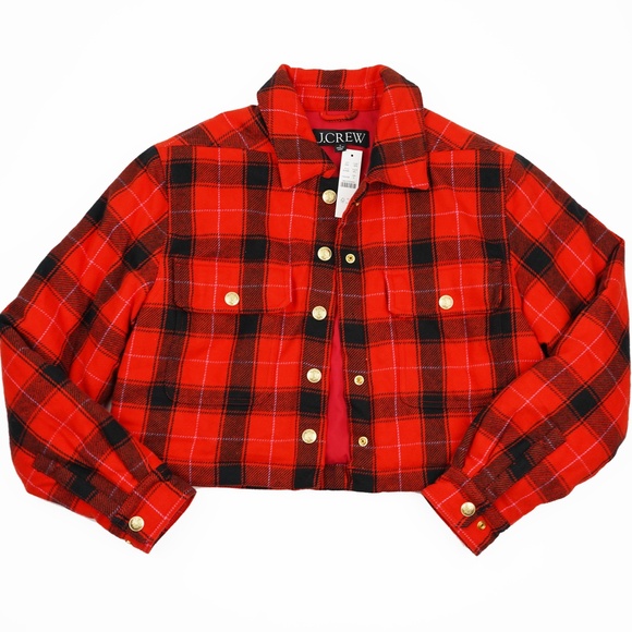 JCREW Size S Cropped Puffer Jacket in Buffalo Check $148 BV699 - Picture 2 of 7